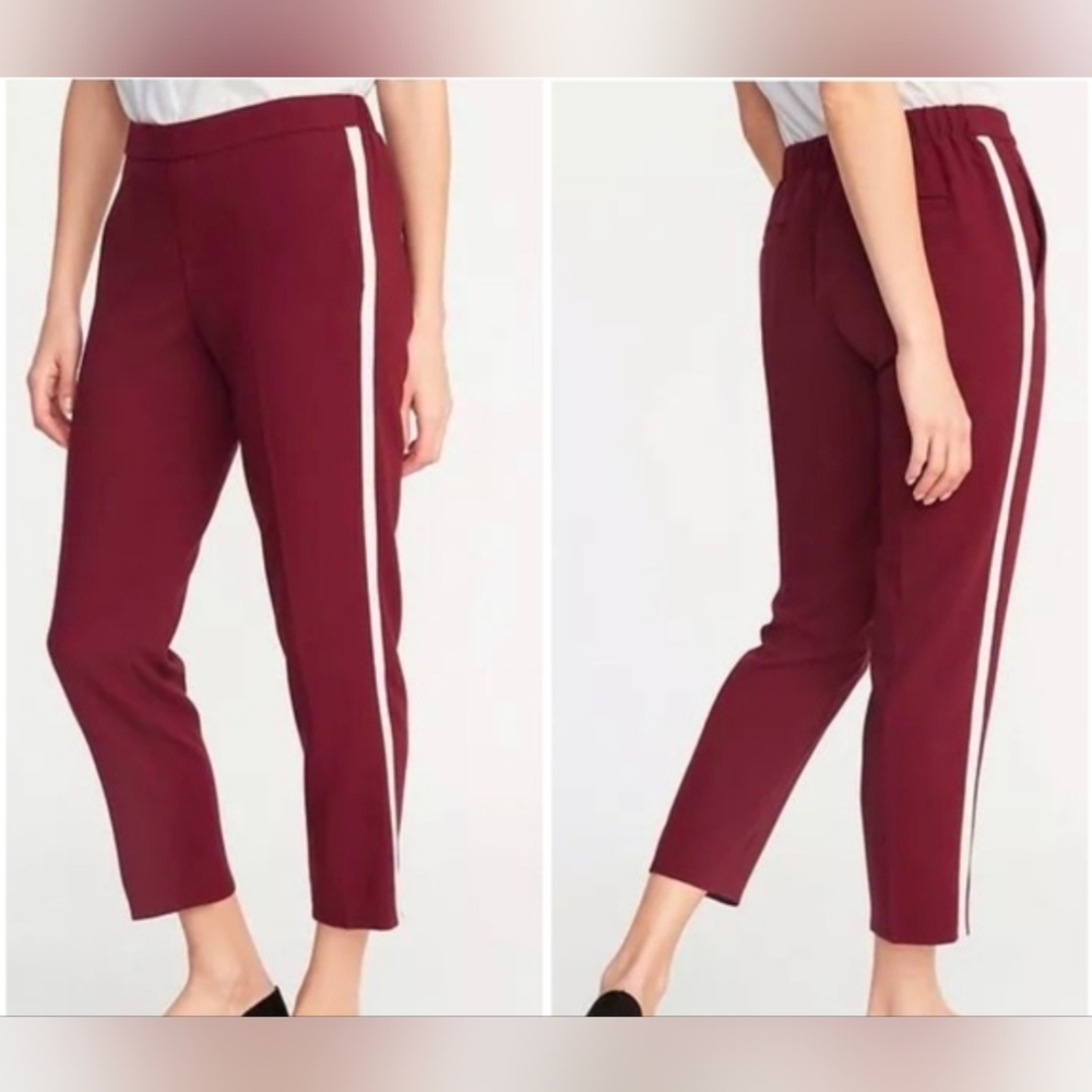 Old Navy Maroon Side-Stripe Trouser Pants